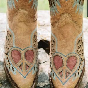 Corral Heart Wings Leather Western Boot - Brown US 8, Women's